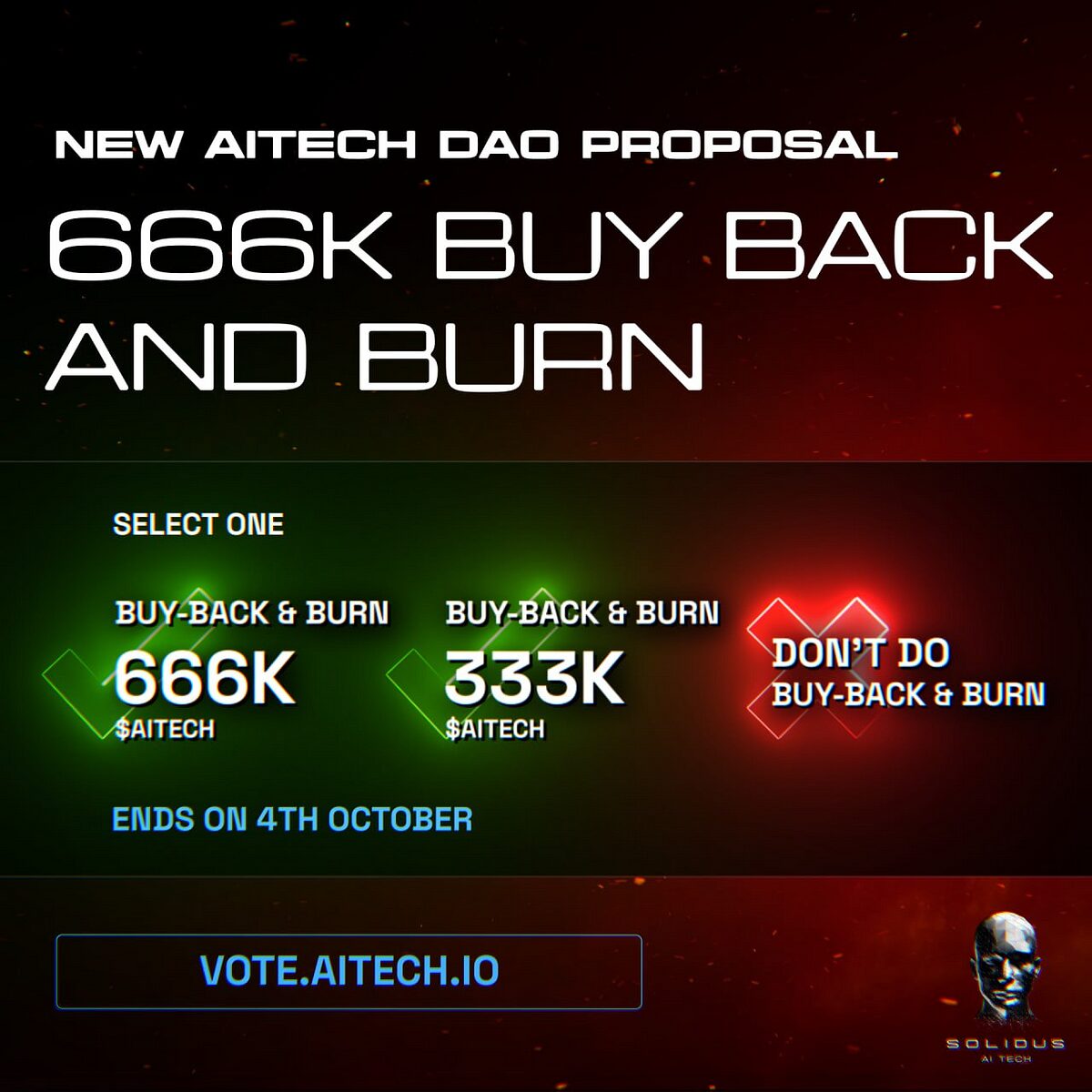 🏦 DAO Governance: 666K AITECH Buy-Back and Burn Event on Listing Day🔥